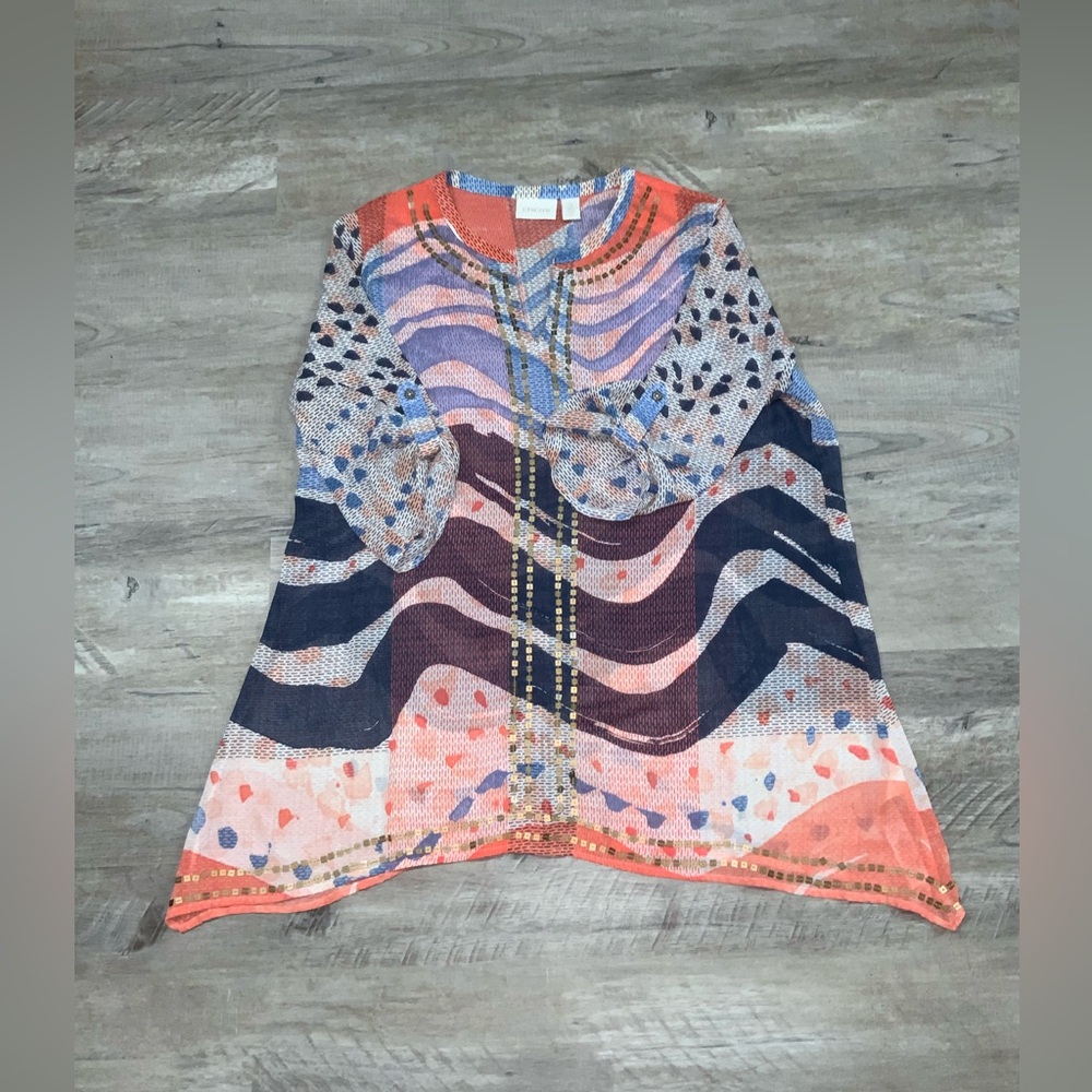 (Bin 26) Chico’s, Multicolored Geometric Pattern … - image 1
